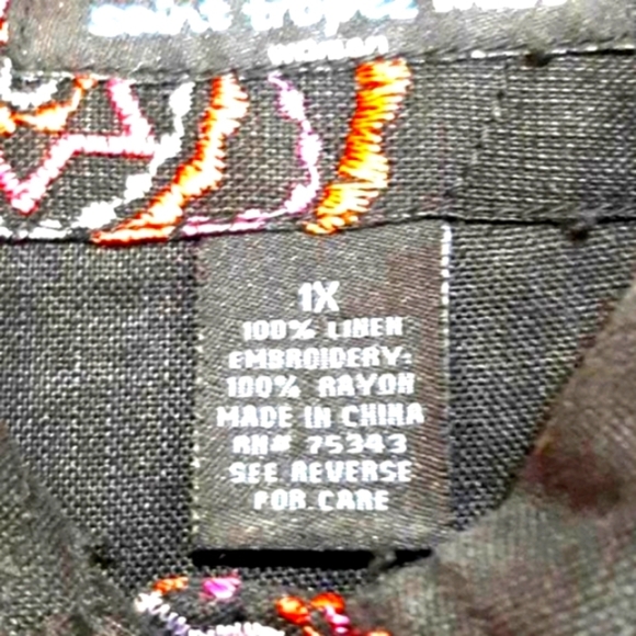 Saint  Tropez  West‎ 100 % Linen Black Beaded Sequin Jacket 1X - Picture 4 of 11